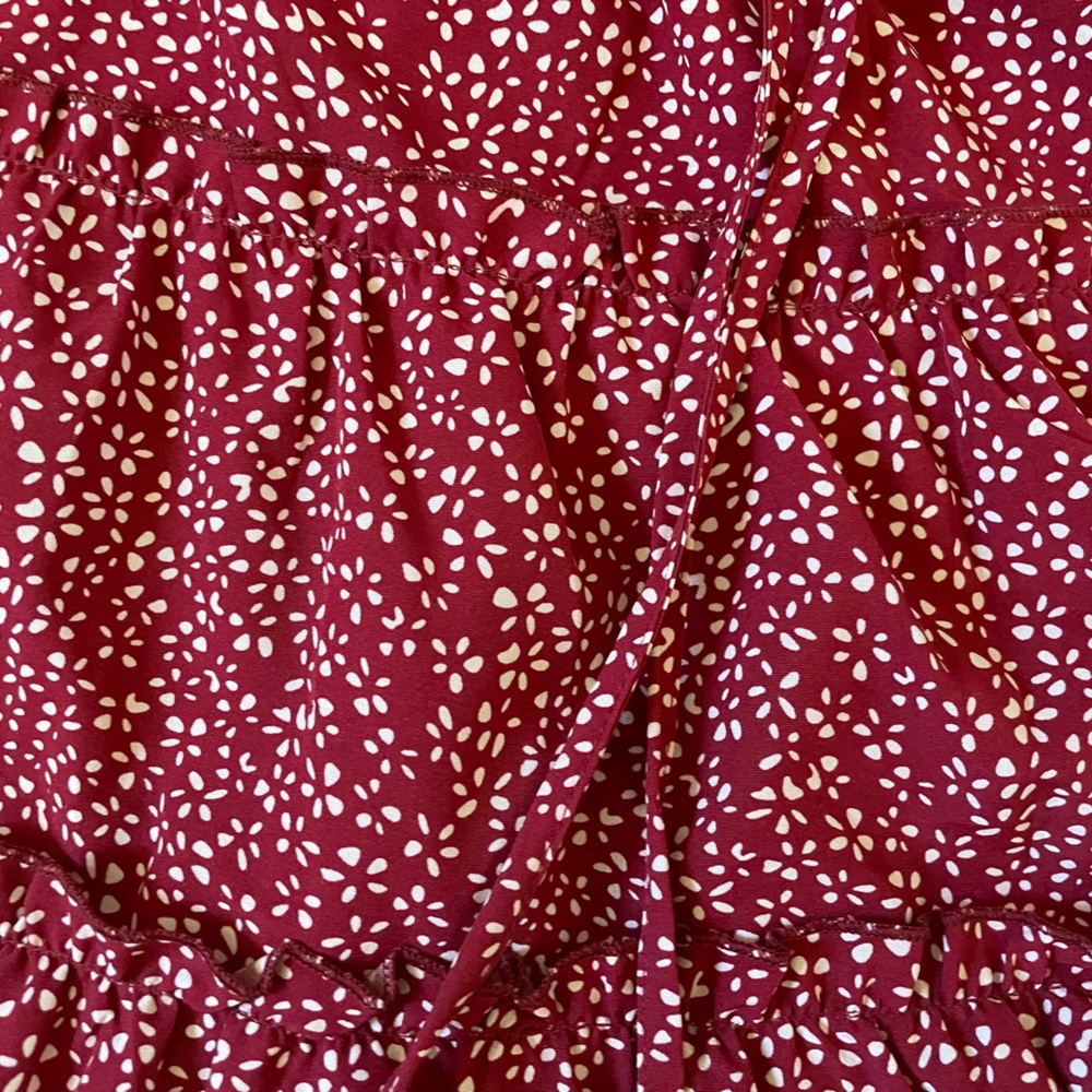 Red floral skirt